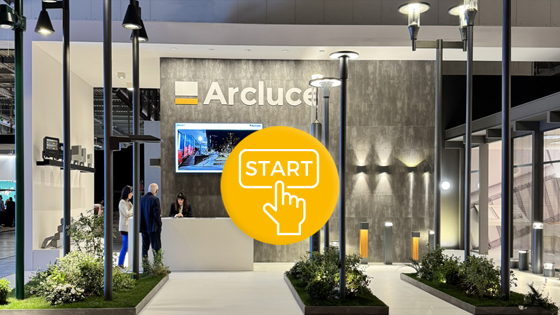 Relive the visit as if you were at the Arcluce stand at the latest edition of Euroluce 2025 - Salone del Mobile.